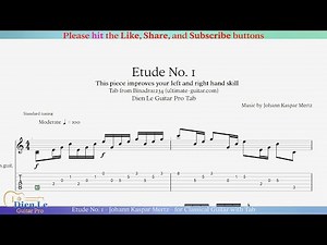 Etude No. 1 - Johann Kaspar Mertz - for Classical Guitar with Tab