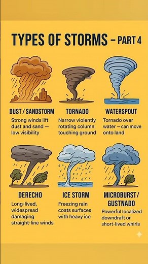 Types of Storms 🌪️⚡ | Thunderstorm, Cyclone, Tornado, Hurricane, Blizzard & More | Natural Disasters