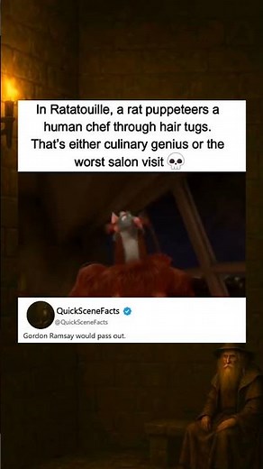 In Ratatouille (2007), Remy controls Linguini by pulling his hair.