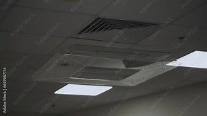 internal ceiling hood. Details of a modern interior. Design and details of modern indoor ceilings. Devices for ventilation and air conditioning, and lighting devices.