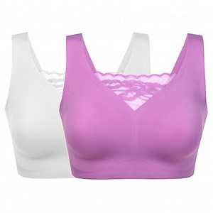 Rhonda Shear 2-pack Body Bra with Lace Inset | HSN