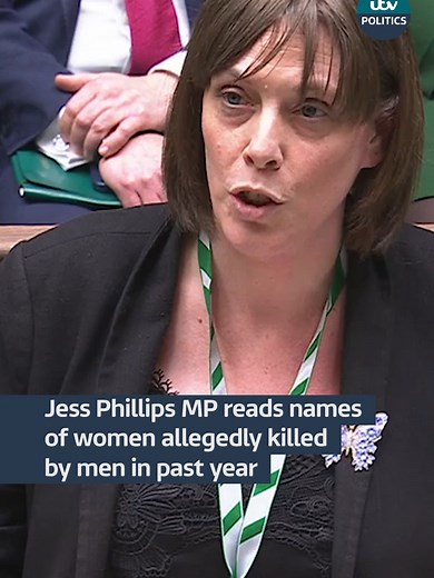 Jess Phillips MP read the names of women allegedly killed by men in the past year to mark International Women's Day #politics @itvnews