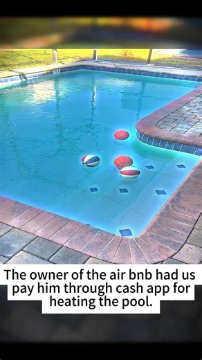 The owner of the air bnb had us pay him through cash app for heating the pool. He then told us after we paid that it doesn’t work well and it still might be colder then we expected it to be. It’s not my first time at a bnb in Orlando so I know the drill and how to adjust it myself from last time. The pool was below 60 on night 1 so I was able to slip my finger in and adjust it to the highest setting and now it’s sitting at 86 degrees ☺️ #bnb #travel #airBNB #pool #hot thank you for all the likes