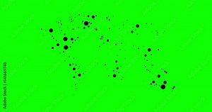 World Map Colored Dots 4K Animation Saved With Green Alpha Channel
