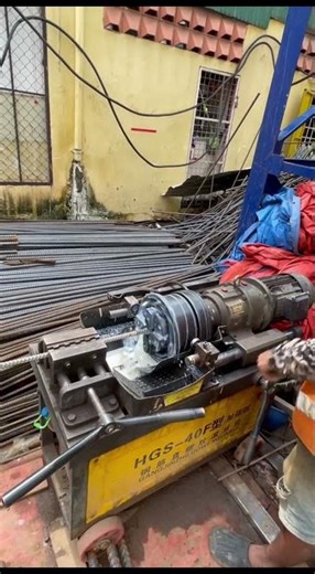Threading rebar for coupler D32 #construction #shorts #building #civilengineeringgroups