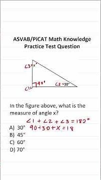 ASVAB/PiCAT Math Knowledge Practice Test Q: Triangle Sum Theorem #acetheasvab w #grammarhero
