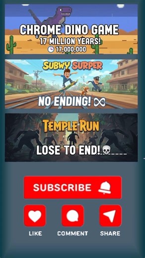 ভাইরাল কিছু গেমের শেষ।🎮The virus ended in some games.#game#TruthNow#dinosaur#SubwaySurfers#temple
