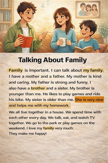 Talking about Family in English | English Reading and Listening Practice #easyenglish #learnenglish