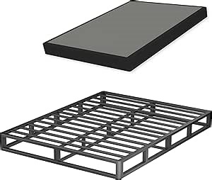 7 Inch King Metal Box Spring with Round Corners - 3000 lbs Capacity, High Profile Heavy Duty Mattress Foundation with Steel Slats, Noise-Free, Easy Assemble, Black