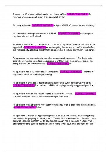 USPAP 15 Hour Course Latest Update Actual Exam from Credible Sources with 175 Questions and Verified