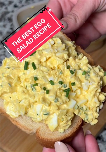 Creamy Egg Salad ⤵️ 12 hard boiled eggs 1/2 cup mayonnaise 1 tbsp yellow mustard 1 dash Worcestershire sauce 1 tbsp dill pickle juice 1 tsp fresh lemon juice 1/2 tsp onion powder 1/2 tsp garlic powder 1/2 tsp smoked paprika 1/2 tsp black pepper 1/4 tsp salt 1 tbsp hot sauce 1 tbsp chopped dill 1 tbsp chopped chives 1. Start by separating the yolks from the whites, then chop the whites finely and add them into a bowl. 2. To the yolks, add the mayo, mustard, Worcestershire sauce, pickle juice, lem