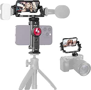 ULANZI Selfie Mirror Kit for Smartphone, ST-27 Phone Holder w Cold Shoe & Flip Mirror, Video Live Streaming Cam Vlogging Accessories, Applicable for iPhone 16 15 14 13 12 X Pro Max Rig Sony Canon DSLR