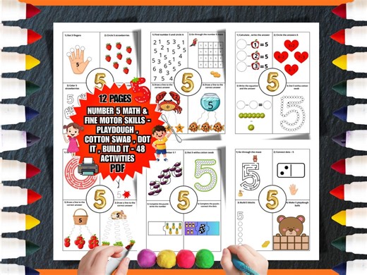 Number 5 Activities for Kids – Math, Sensory & Fine Motor Skills | Counting, Tracing , Hands-on Printables - Etsy