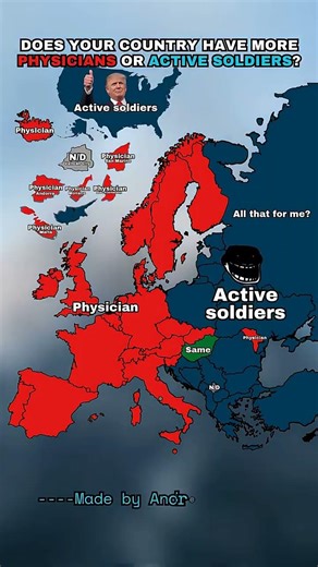 more physicians or active soldiers #shorts #europe #usa #physician #doctor #soldier #mapping