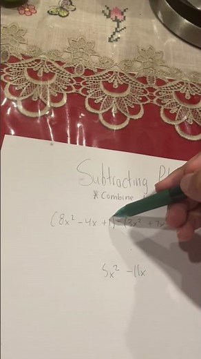 Subtracting Polynomials step by step. #maths #geometry #liketerms