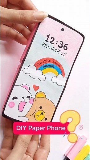Mini Paper mobile Phone at home 😍 How to make / DIY paper phone #shorts Creative Ideas Urooba