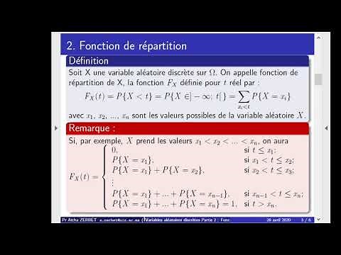 Variables aléatoires discrètes (Partie 2 : fonction de répartition