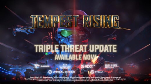 Reinforcements have arrived! ⛩️ The Triple Threat Update for Tempest Rising is out NOW! Full Patch Notes: https://store.steampowered.com/news/app/1486920/view/505087127536535665 Highlights: 🔻 3v3 / 6-player matches 🔻 Full Spectator Mode 🔻 Adjust Game Speed & Active Pause 🔻 New Kyoto-based map 🔻 Three repurposed maps 🔻 'No Bot' Sandbox mode | 3D Realms