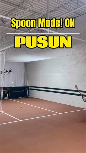 Wooden spoon vs. ball machine. Let’s settle this. 🥄🎾😏