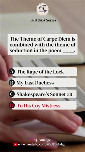Most Asked TRB English Question | The theme of Carpe Diem | VJ EduEdge