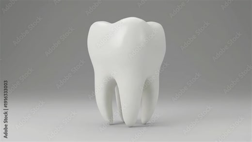 Molar tooth model showing oral anatomy and hygiene concepts, clean white enamel and root detail for dentistry, dental care, clinic education and professional treatment illustration