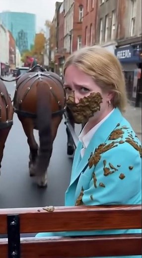 🤢 Absolutely Covered! Horse SPLATTERS Woman's Face With Poop During Carriage Ride! 🐴 #Fail