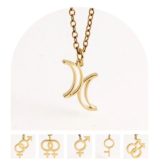 Double Crescent Necklace, Bisexual Jewelry, Custom Pride, LGBTQ  Gender Symbol, Transgender Venus Pendant - Etsy