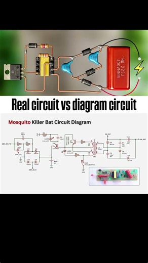 Mosquito Swatter Bat Circuit Explained: Diagram vs Real ⚡