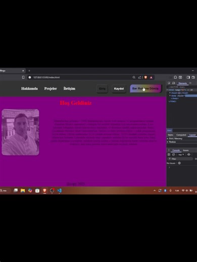 JavaScript ile Dinamik Tema Değişimi | DOM Manipülasyonu & If/Else Kullanımı Statik sayfalara veda edin, JavaScript ile etkileşime geçiyoruz! ✨ Bugün JS kullanarak sayfanın kaderini bir butona bağladım: 🎯 document ile elementleri yakaladık. ⚡️ addEventListener ile tıklandığında ne olacağını söyledik. 🧠 if-else mantığıyla:
