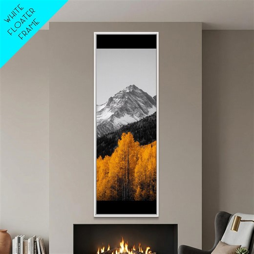 Autumn Aspen Trees, Mountain Range, Fall Foliage, Framed Canvas Print, Rustic Farmhouse Art, Living Room Wall Decor, Seasonal Nature Art - Etsy