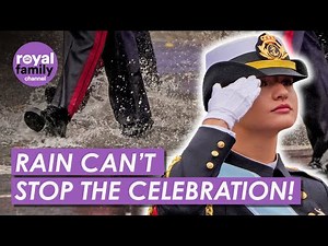 Spanish Royals Brave the Rain During National Day Military Parade