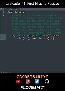 Leetcode 41. First Missing Positive in Python | Python Leetcode | Python Coding Tutorial | ASMR