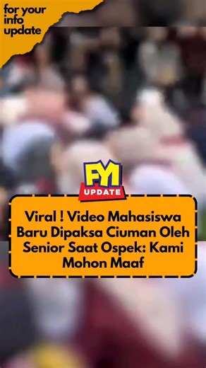 FOR YOUR INFO UPDATE on Instagram: "Kegiatan penerimaan mahasiswa baru di Universitas Sriwijaya (UNSRI) tercoreng dengan munculnya dugaan aksi perpeloncoan saat Orientasi Studi dan Pengenalan Kampus (Ospek). Mereka dipaksa duduk berhadapan secara berpasangan, baik laki-laki maupun perempuan, lalu disuruh untuk saling berciuman. Suasana makin ramai ketika terdengar suara senior yang menertawakan aksi tersebut. Fenomena ini langsung menuai kritik keras dari warganet. Banyak yang menilai praktik pe