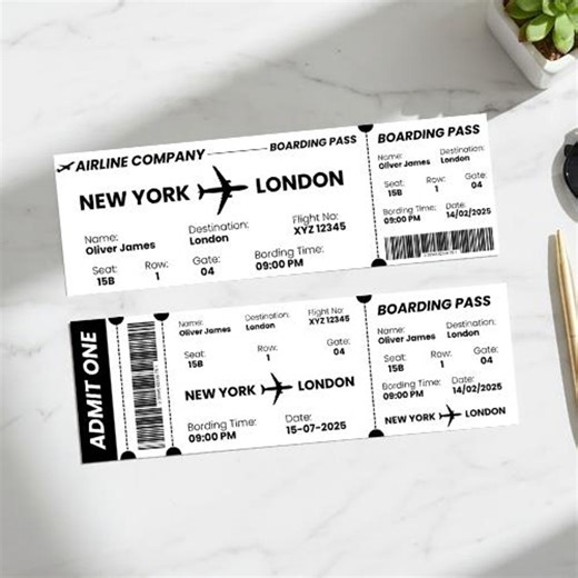 Editable Boarding Pass Template for Surprise Trips, Canva Airline Ticket Design, Printable Travel Gift Boarding Ticket, Digital Download - Etsy