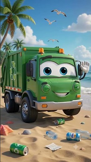 🏖️ Garbage Truck Cleans the Beach! ♻️ Fun Recycling Adventure for Kids | #Shorts