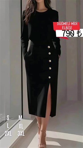 Çizgi Butik on Instagram: "👗Ürün kodu: 179884 👉Fiyat : 789.90 ₺ ❤Kadın uzun kollu bisiklet yakalı yandan yırtmaçlı düğmeli midi ithal krep elbise 🌈Beden: S-M/L-XL/2XL-3XL 👕Kumaş: KREP 💃🏼Modelin Ölçüleri: Boy:165, Kilo:55, Göğüs:90, Bel:72, Kalça: 100 📏Modelin üzerindeki ürün M/38 bedendir. ✔Sipariş ve bilgi için WhatsApp"