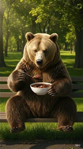 #a bear eating pudding....