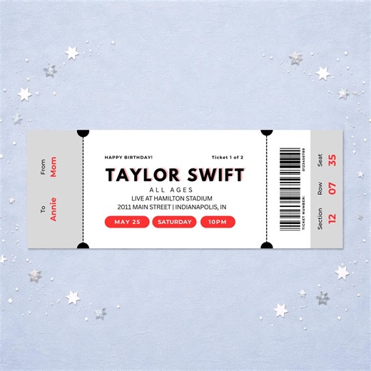 PDF Realistic Concert Ticket Stub | Editable Ticketmaster Stub | Custom Event Ticket | Surprise Concert Gift | Printable Custom Ticket - Etsy