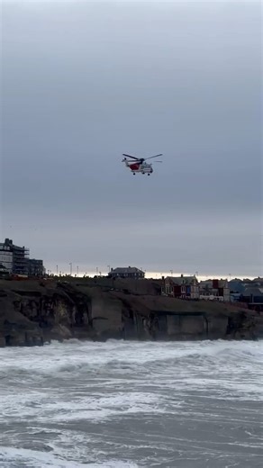 Another view of the Coastguard helicopter 🚁 S92 rescue attempt at Whitby this afternoon. | North Yorkshire Weather Updates