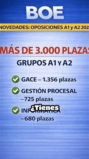 Oposiciones A1 y A2 2026 | +3.000 plazas en el BOE #Oposiciones2026 #BOE #Shorts