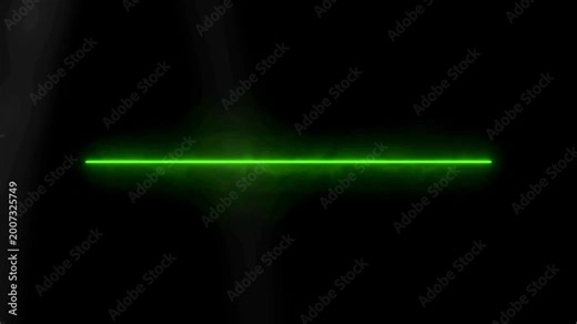 Green laser line glows horizontally with a smoky energy effect against a dark background.