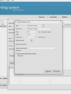 How to create Payment Voucher Refences numbers in Million Business Software