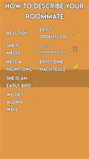 Describe Your Roommate in German! 🏠 | German Adjectives & Phrases