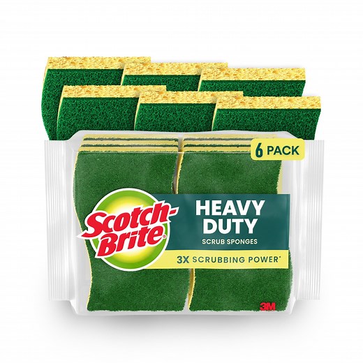 Scotch-Brite Heavy Duty Cleaning Scrub Sponge, 6 Dish Sponges