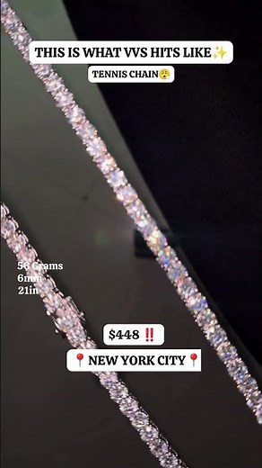6mm 21 inch VVS Moissanite Diamond Tennis Chain Shine and Pass Diamond Tester