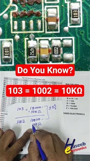 103 or 1002? Both = 10KΩ || SMD Resistor Code #shorts
