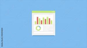 Business performance strategy, marketing data analysis, kpi metrics measure concept. 2d animation, video, clip.