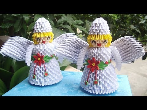 How To Make 3D Origami Christmas Angel | Cómo hacer un ángel de Navidad en 3D Origami