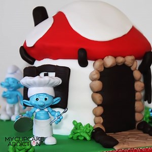 27K views · 133 reactions | Learn how to make this super cute Smurf Village mushroom house red velvet and chocolate GIANT cupake | My Cupcake Addiction | Facebook