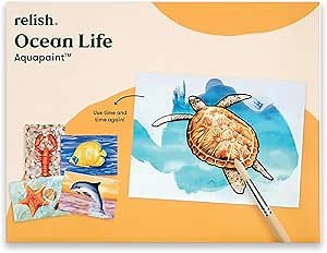 Relish - Aquapaints Activities for Seniors - Pack of 5 Reusable Water Painting Toys, Ocean Life, Calming Products & Gifts for Elderly